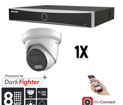 Hikvision Hikvision Set 1x Turret 8MP + Rekorder & Verkabelung