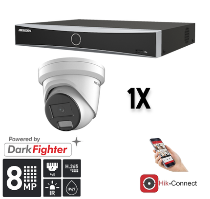 Hikvision Hikvision Set 1x Turret 8MP + Recorder & Cabling