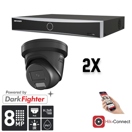 Hikvision Hikvision Set 2x Turret 8MP + Rekorder & Verkabelung