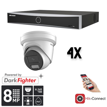 Hikvision Hikvision Set 4x Turret 8MP + Rekorder & Verkabelung
