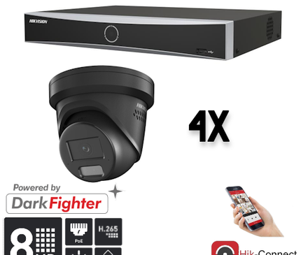Hikvision Hikvision Set 4x Turret 8MP + Rekorder & Verkabelung