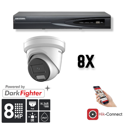 Hikvision Hikvision Set 8x Turret 8MP + Rekorder & Verkabelung