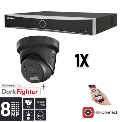 Hikvision Set 1x Turret 8MP + Recorder & Bekabeling