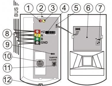 Jablotron Jablotron JA-120PB BUS kombinierter PIR-Bewegungs- und Glasbruchmelder