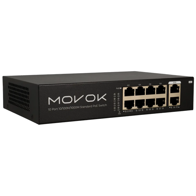 Movok Movok 10-Port PoE Switch, Gigabit, 100m PoE