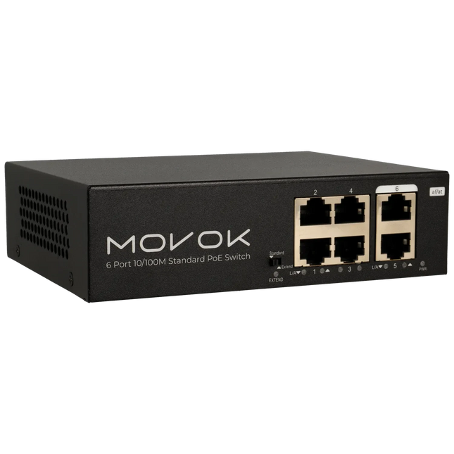 Movok Movok Commutateur PoE 6 ports, 100Mb, 250m PoE