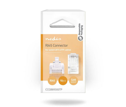 Nedis Nedis Connecteur RJ45 CAT5e, plaqué or 10 pièces, conducteur solide