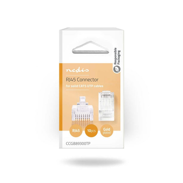 Nedis RJ45 Connector CAT5e , Gold-plated 10 Pieces, Solid Vein