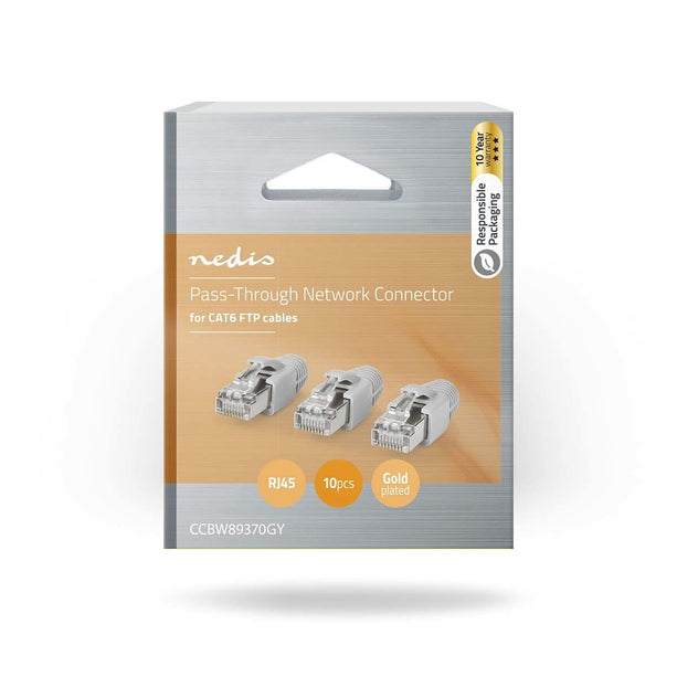 Nedis RJ45 Connecteur CAT6 FTP Pass Through Solid 10 pieces