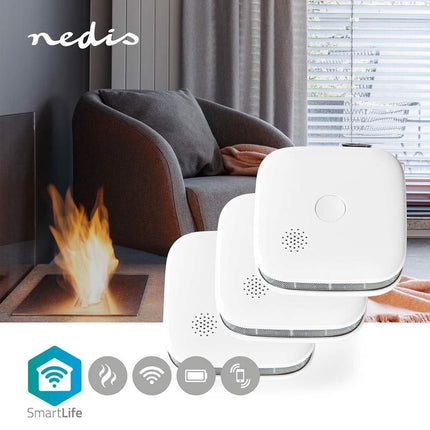 Nedis SmartLife Smoke Detector set of 3 including replaceable batteries