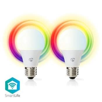 Nedis Wi-Fi smart LED-lampen | Full-Colour en Warm-Wit | E27 | 2-Pack