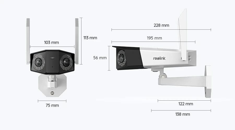 Reolink Reolink B750-W 4K/8Mp wireless Dual-lens battery camera 180gr angle de vue, smart detection