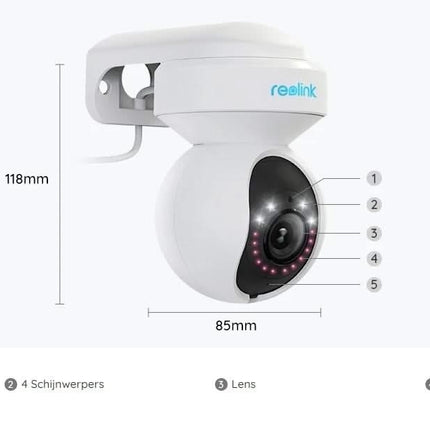 Reolink Reolink E540, 5MP PTZ Dual-Band WiFi camera met schrikverlichting