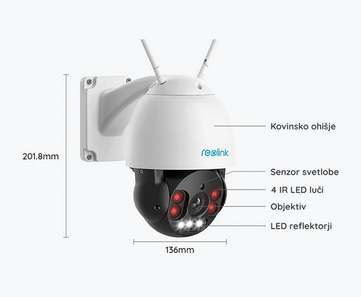 Reolink RLC-523WA Slimme 5MP PTZ WiFi camera Spotlight