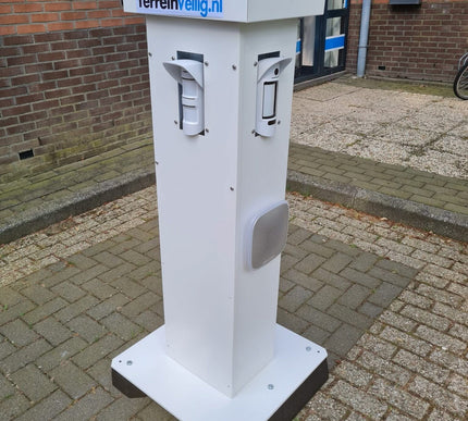 TerreinVeilig Bewakingszuil wit incl. Ajax systeem | Zonnepaneel | Oplader | Accu