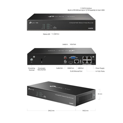 TP-Link VIGI NVR1004H-4P-2TB - 4-Kanal PoE NVR mit 2TB HDD